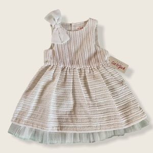 Toddler Girl Formal Dress 18M White Bow NWT
